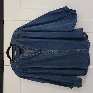 Anthropologie - Pilcro Sidney Blue Denim BatwingTop